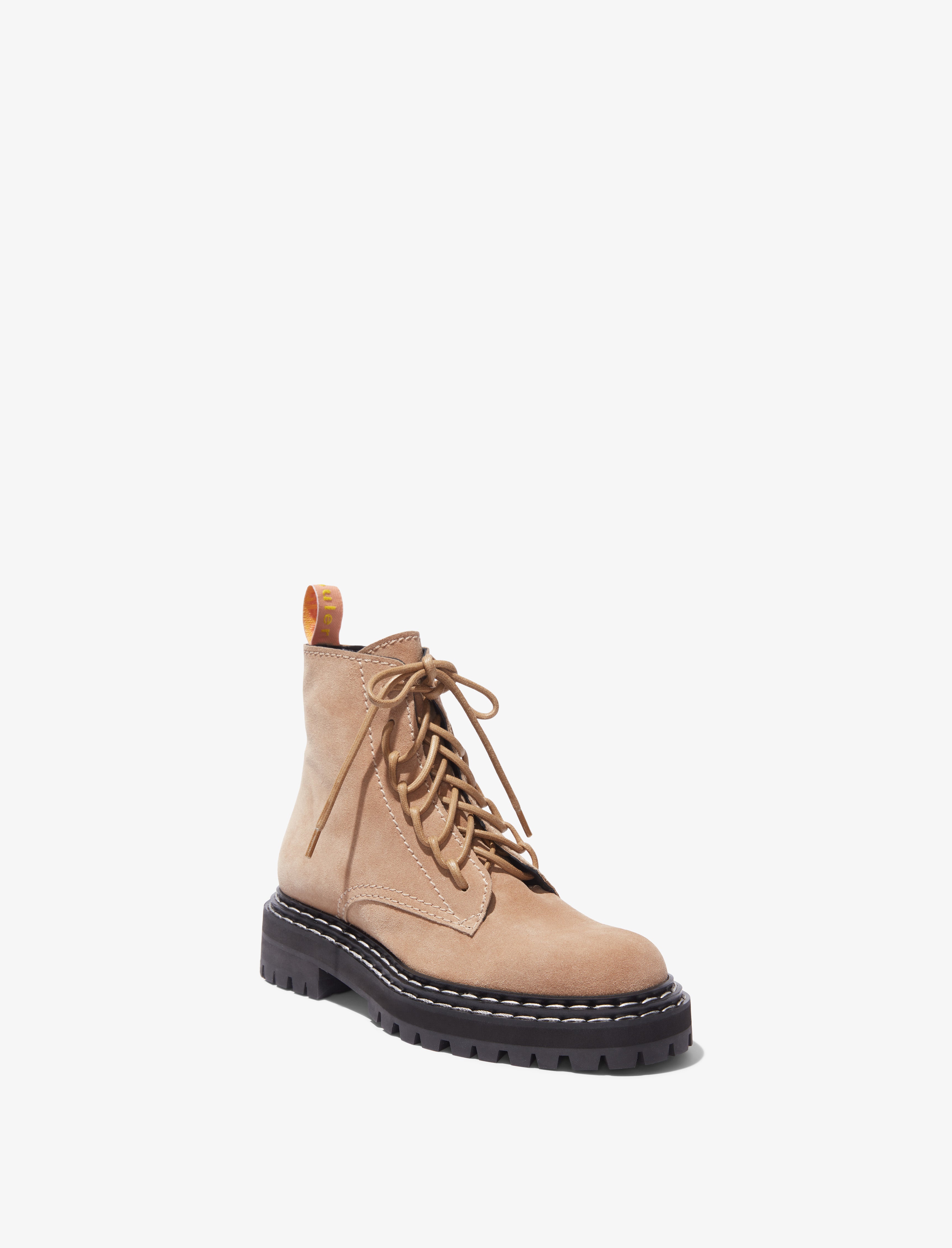 Lug Sole Combat Boots in Suede Proenza Schouler