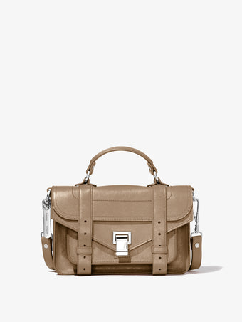 Front image of PS1 Tiny Bag in light taupe