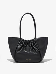 Front image of Large Ruched Tote in BLACK