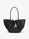 Large Ruched Tote in Soft Shiny Calf