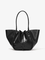 Large Ruched Tote in Soft Shiny Calf