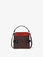 Back image of Buckle Trapeze Bag in Grainy Calf and Suede in Russet