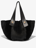 Front image of XL Shearling Tobo Tote in Black