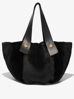 Front image of XL Shearling Tobo Tote in Black