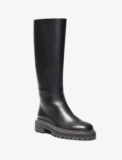 3/4 image of Lug Sole Tall Boots in Black