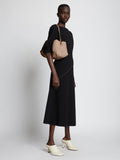 Image of model wearing Nappa Tobo Shoulder Bag in LIGHT TAUPE