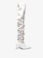 Back  image of Trap Over The Knee Boots in WHITE