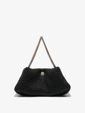 Front image of Quilted Chain Tobo Bag in black