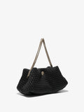 Front 3/4 image of Quilted Chain Tobo Bag in black