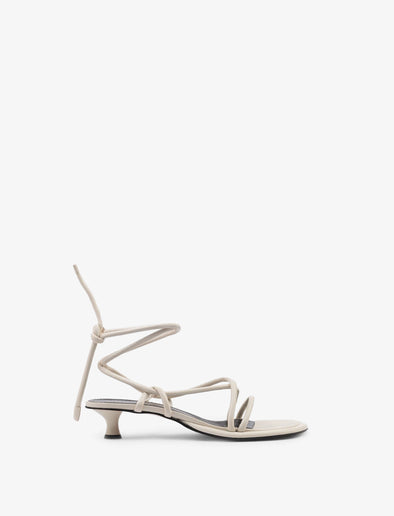 Front image of Pipe Ankle Tie Sandals - 40MM in WHITE