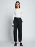 Front full length image of model wearing Cotton Twill Tapered Pants in BLACK