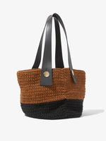 Side image of Large Crochet Tobo Tote in MELANGE TAPENADE