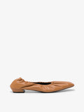 Side image of lamb ruched ballet flat in medium orange