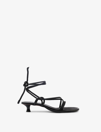 Front image of Pipe Ankle Tie Sandals - 40MM in Black