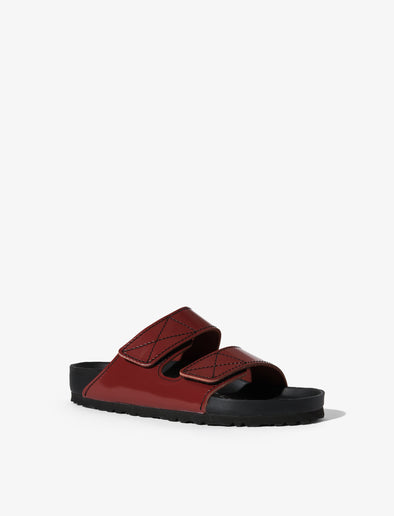 Front 3/4 image of Birkenstock X Proenza Schouler Arizona Slides in Luggage