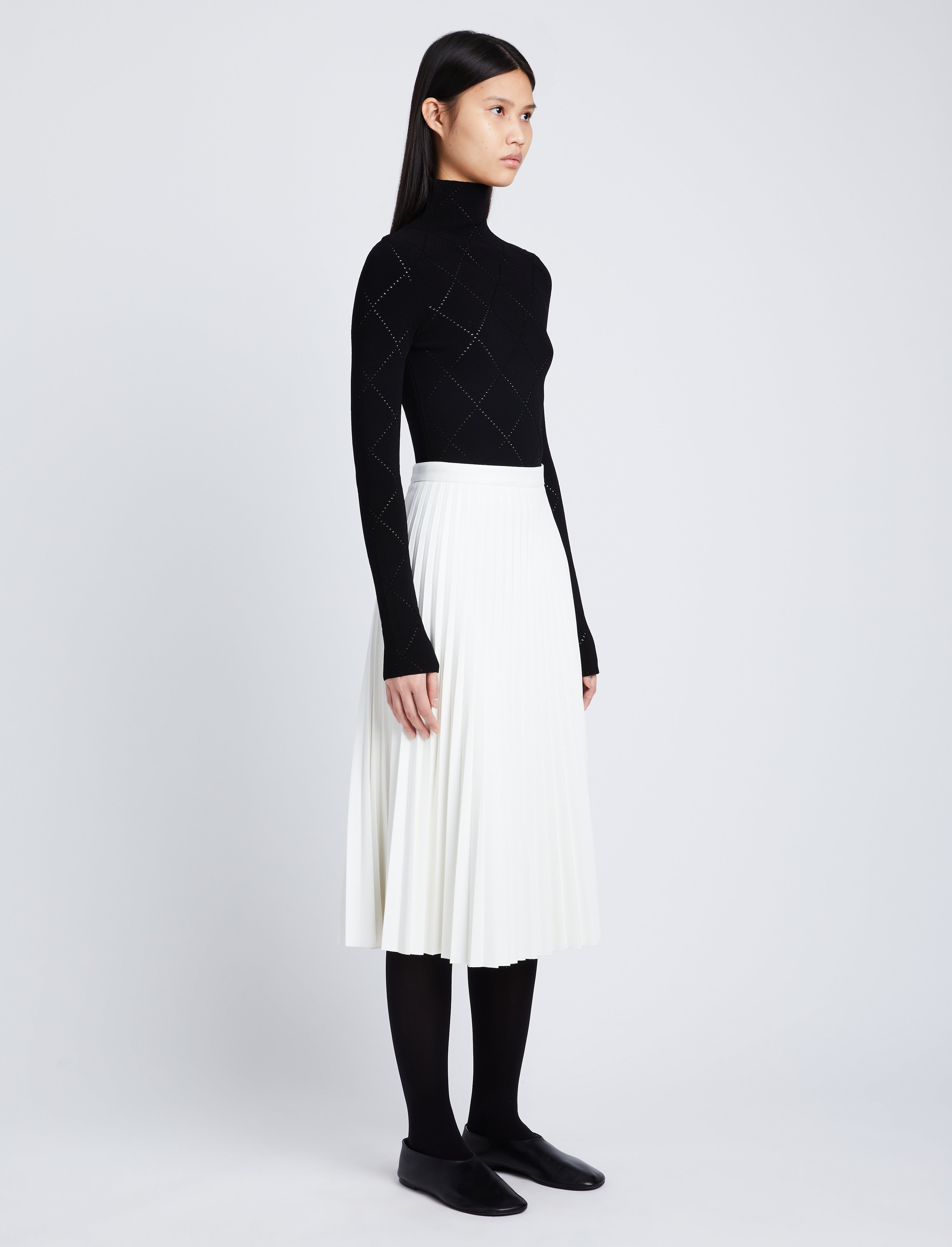 Proenza Schouler White Label Daphne Pleated Skirt in Faux Leather Off White Proenza Schouler Official Site