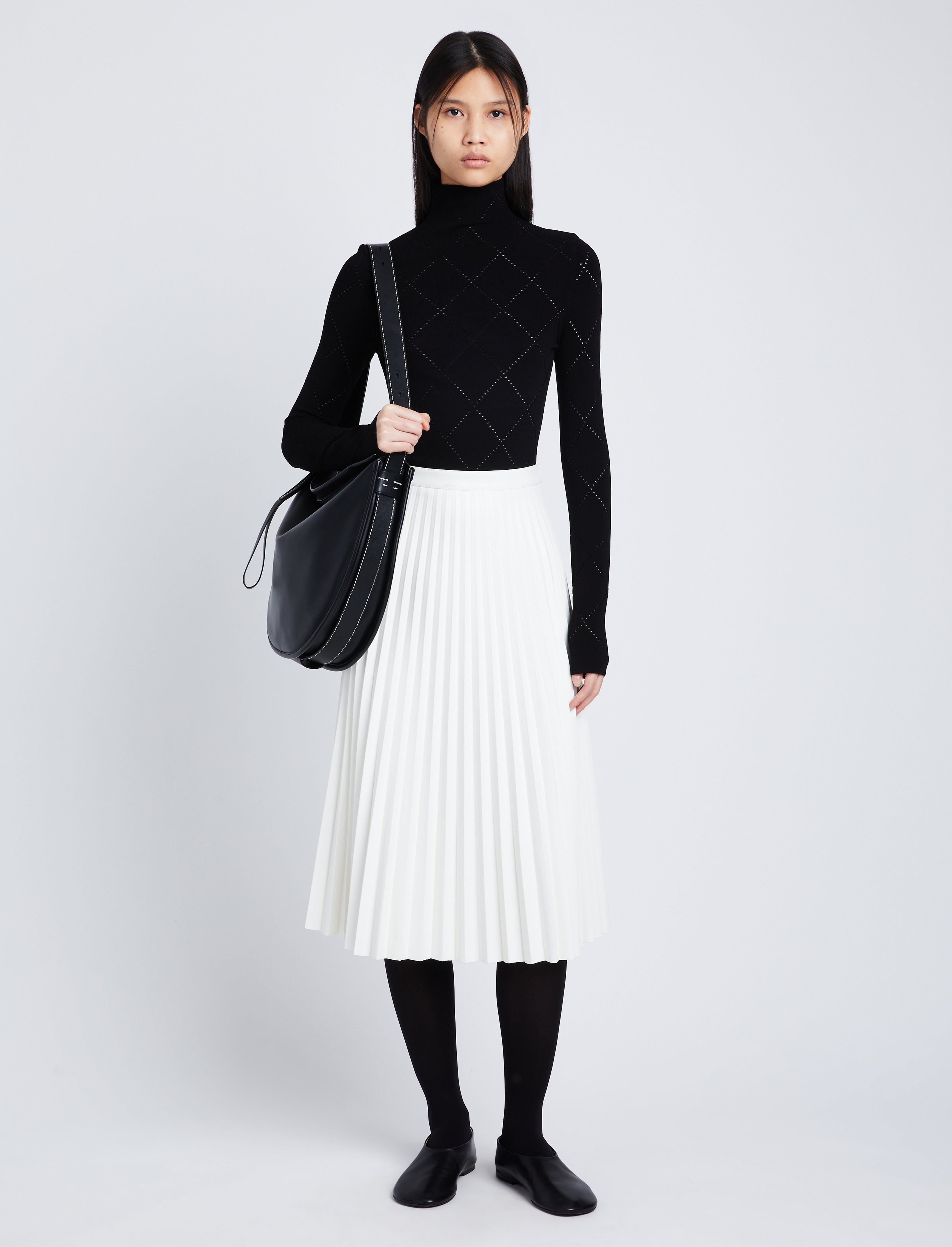 Vegan leather pleated outlet midi skirt