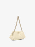 Side image of Small Puffy Chain Tobo Bag in pale sand