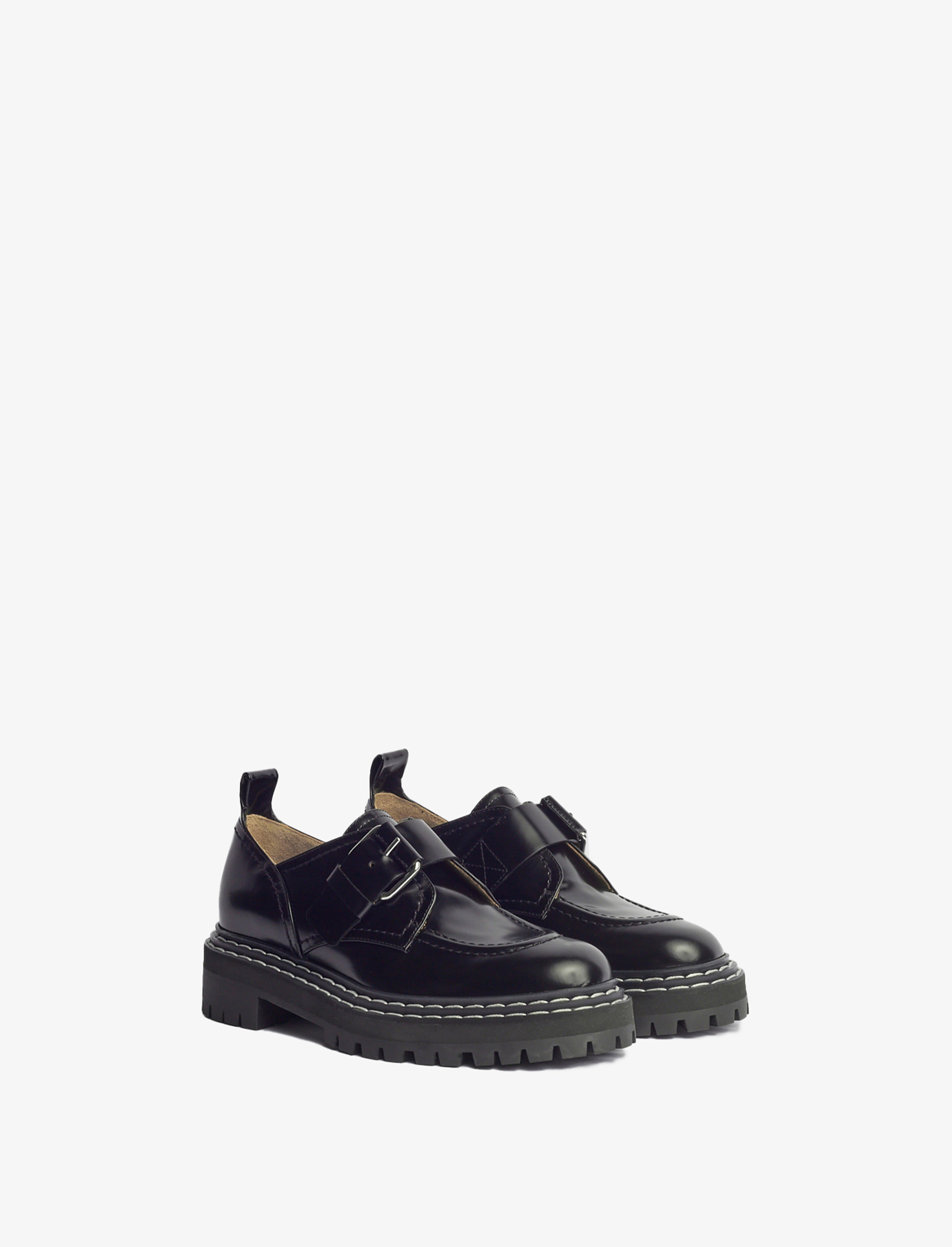 Lug Sole Buckle Oxfords in Spazzolato Leather Proenza Schouler