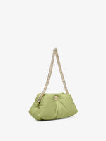 Side image of Small Puffy Chain Tobo Bag in pale green