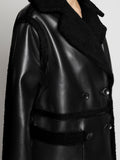 Detail image of model wearing Faux Sherpa Coat in black