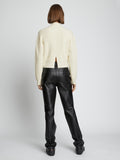  Back image of model wearing Cashmere Merino Cardigan in cream