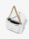 Interior image of Raffia PS Harris Bag in optic white