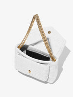 Interior image of Raffia PS Harris Bag in optic white