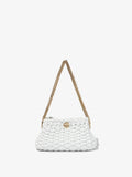 Front image of Small Woven Leather Chain Tobo Bag in OPTIC WHITE