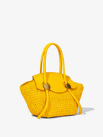 Side image of Small Raffia Pipe Bag in LEMON