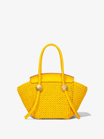 Back image of Small Raffia Pipe Bag in LEMON