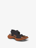 Front 3/4 image of Stretch Rec Sandals in black