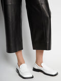 Image of model wearing SQUARE LOAFERS in white