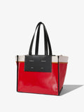 Side image of Large Morris Coated Canvas Tote in crimson