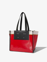 Side image of Large Morris Coated Canvas Tote in crimson