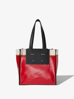 Front image of Large Morris Coated Canvas Tote in crimson