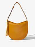 Front image of Baxter Leather Bag in GOLDENROD with strap extended