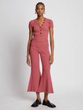 Front full length image of model wearing Rib Knit Pants in ROSE