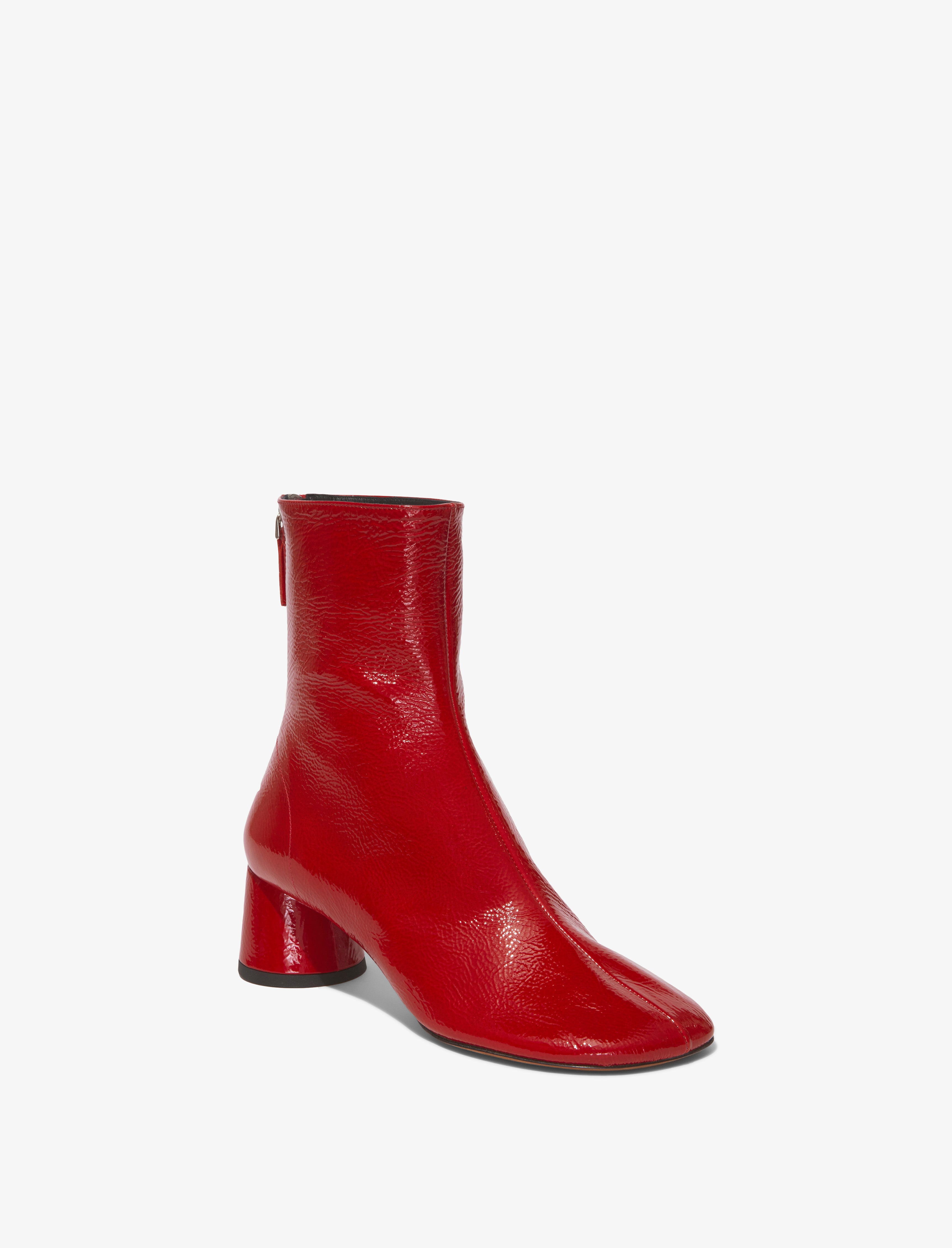 Red patent store ankle boots