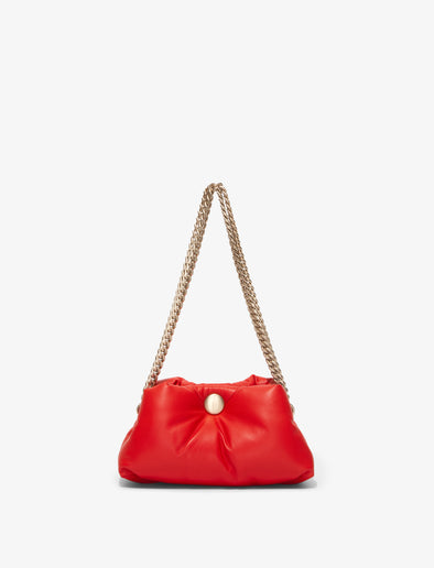 Front image of Small Puffy Chain Tobo Bag in SCARLET