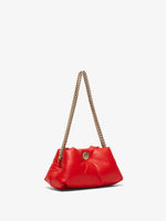 Side image of Small Puffy Chain Tobo Bag in SCARLET