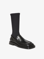 Front 3/4 image of SQUARE LOAFER STRETCH BOOT in Black