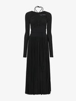 Still Life image of Pleated Matte Jersey Halter Dress in BLACK