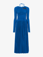 Still Life image of Pleated Matte Jersey Halter Dress in BLUE