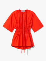 Still Life image of Poplin Drawstring Blouse in BRIGHT ORANGE