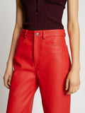 Detail image of model wearing Leather Culottes in RED