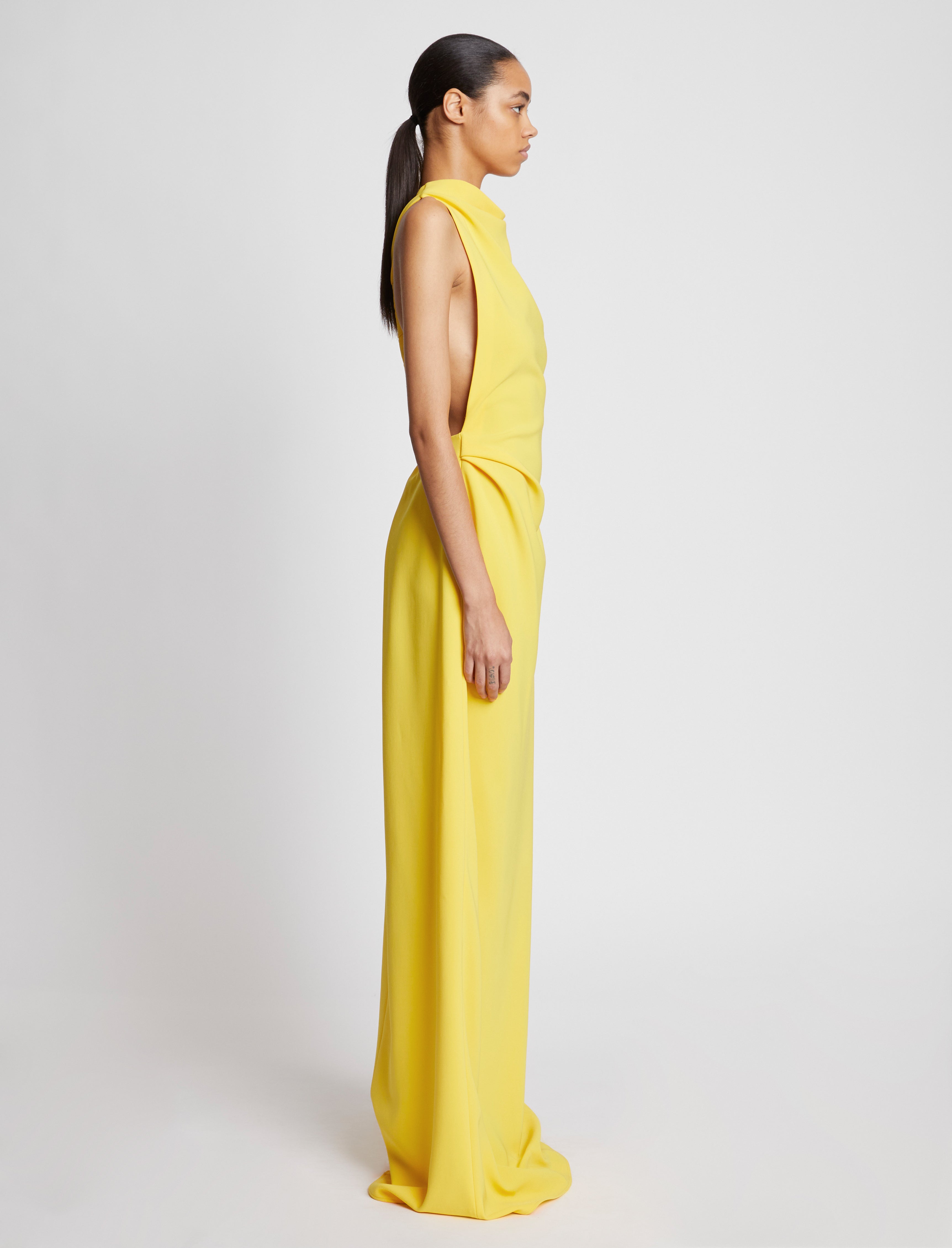 Faye Backless Twist Back Dress in Matte Viscose Crepe Proenza