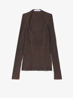 Still Life image of Plaited Rib Scoop Neck Sweater in BLACK/DARK BROWN