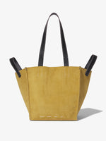 Front image of Large Mercer Suede Tote in FATIGUE