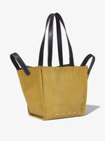 Side image of Large Mercer Suede Tote in FATIGUE